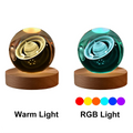 6Cm Bedside Lamp Solar Theme Cosmos Series Crystal Ball Night Lights Milky Way Moon Small Ornaments for Desk Creative Gift RGB