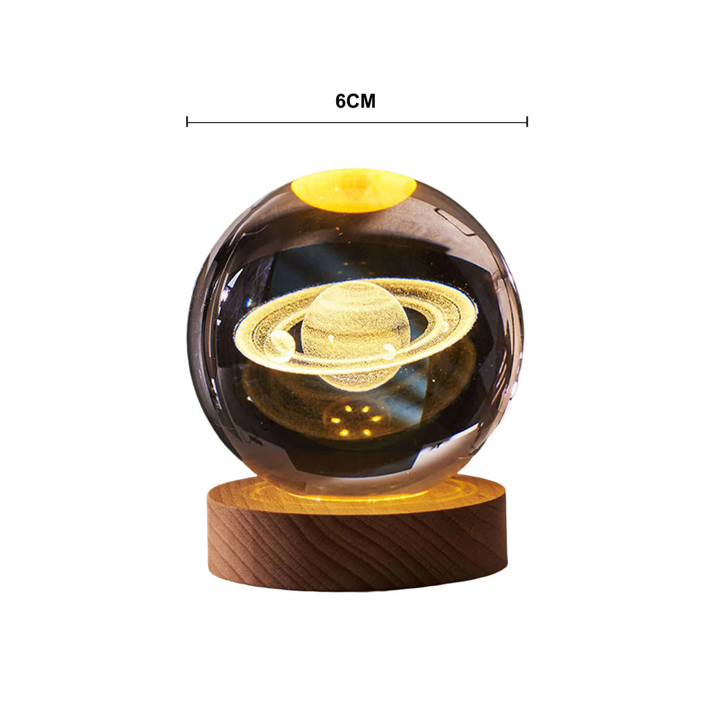 6Cm Bedside Lamp Solar Theme Cosmos Series Crystal Ball Night Lights Milky Way Moon Small Ornaments for Desk Creative Gift RGB
